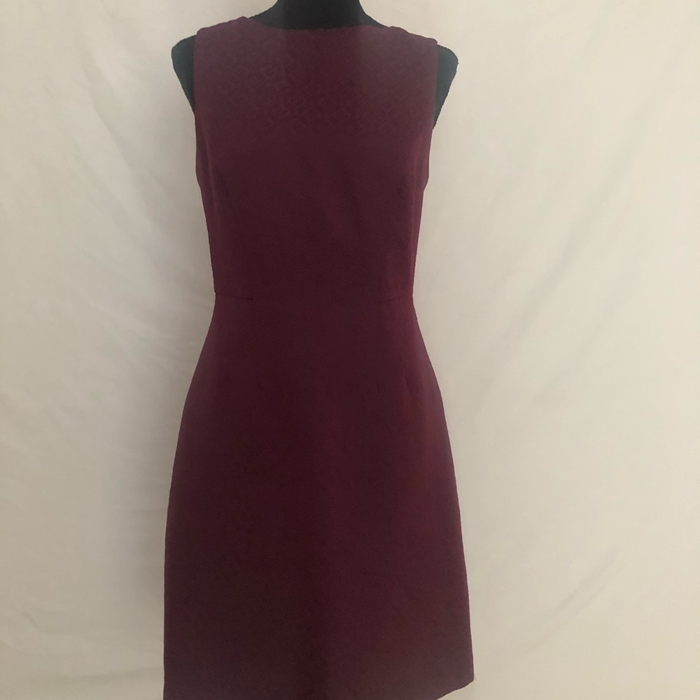 Women’s Sz 4 Tall Jacquard Wine Lined Dress
